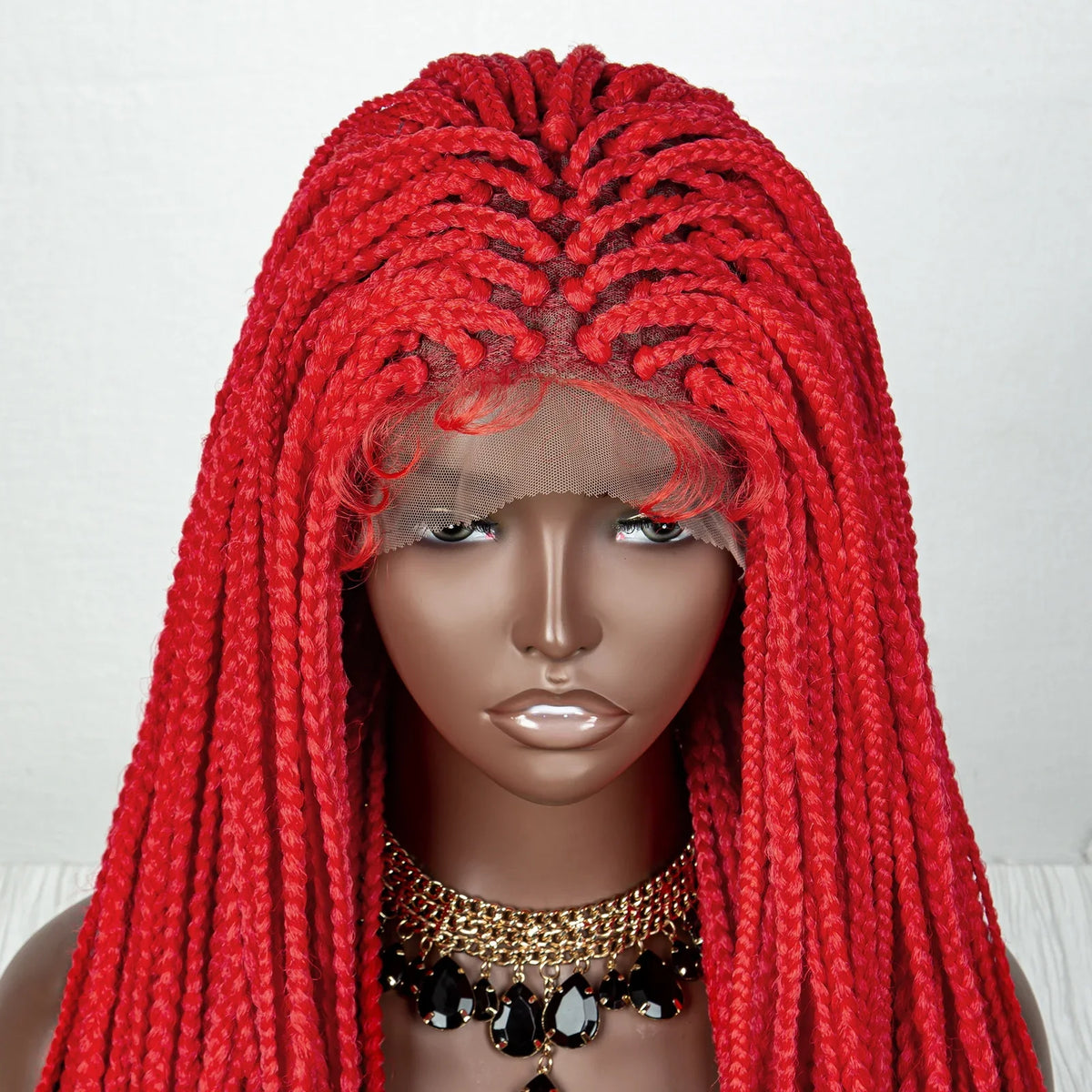 36" Pink & 613 Blonde Braided Wig | Water Wave Ends | Lace Front | Baby Hair
