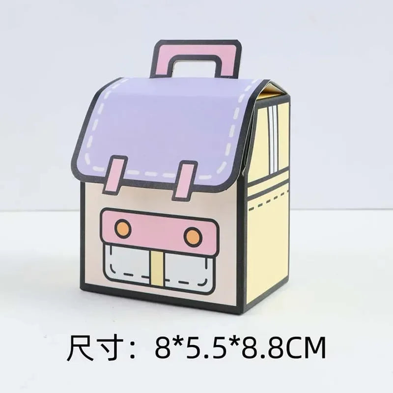 5PCS Creative Gifts Packaging Bags Cartoon School Bag Shape Candy Snack Self-lock Bags for Kids Birthday Party Decors Gifts