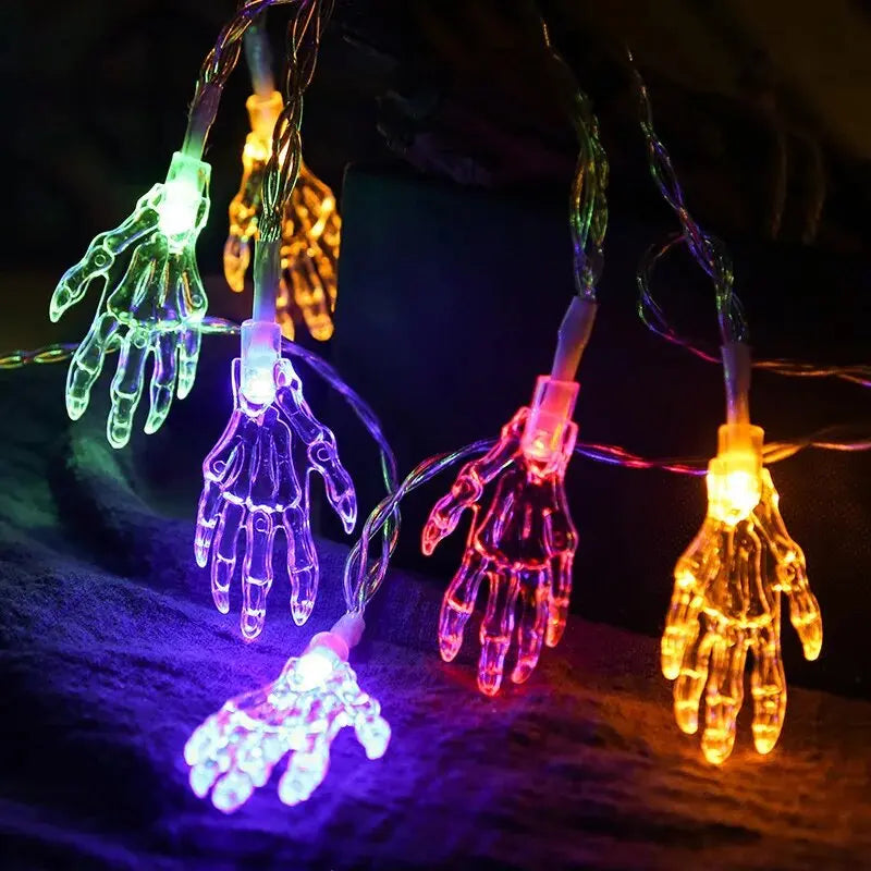 1PC Halloween LED Ghost Claw String Lights Horror Decoration Lamp Battery Powered Hanging Lights For Festive,Party&Haunted House