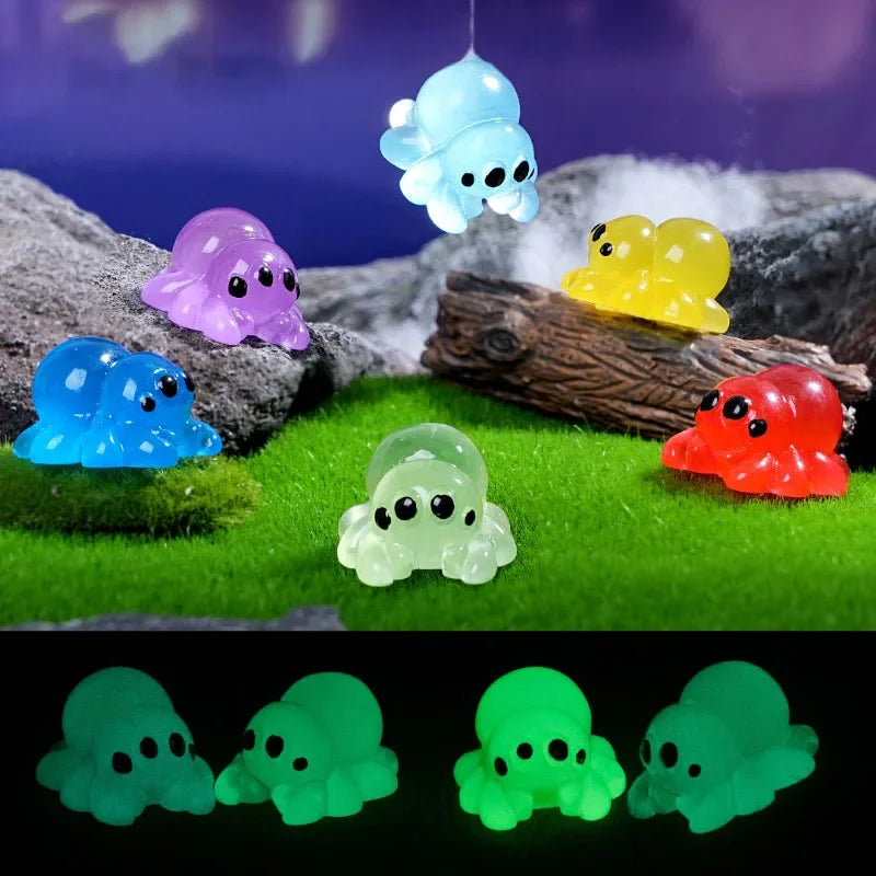10/50Pcs Simulation Luminous Resin Spider Fairy Garden Miniature Ornaments Decoration DIY Jewelry Making Blind Bag accessories