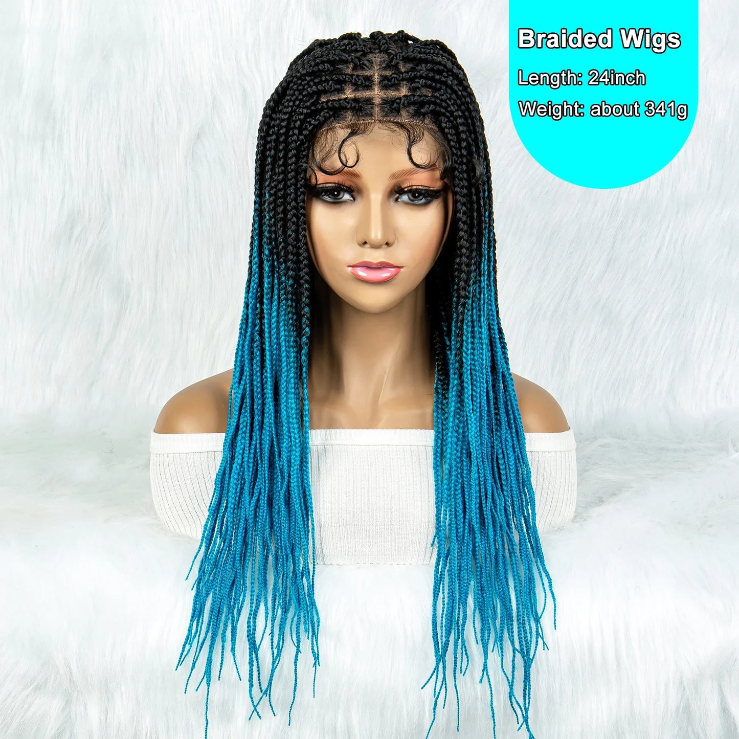 Colorful Knotless Box Braids Wig | Full Lace Front with Baby Hair