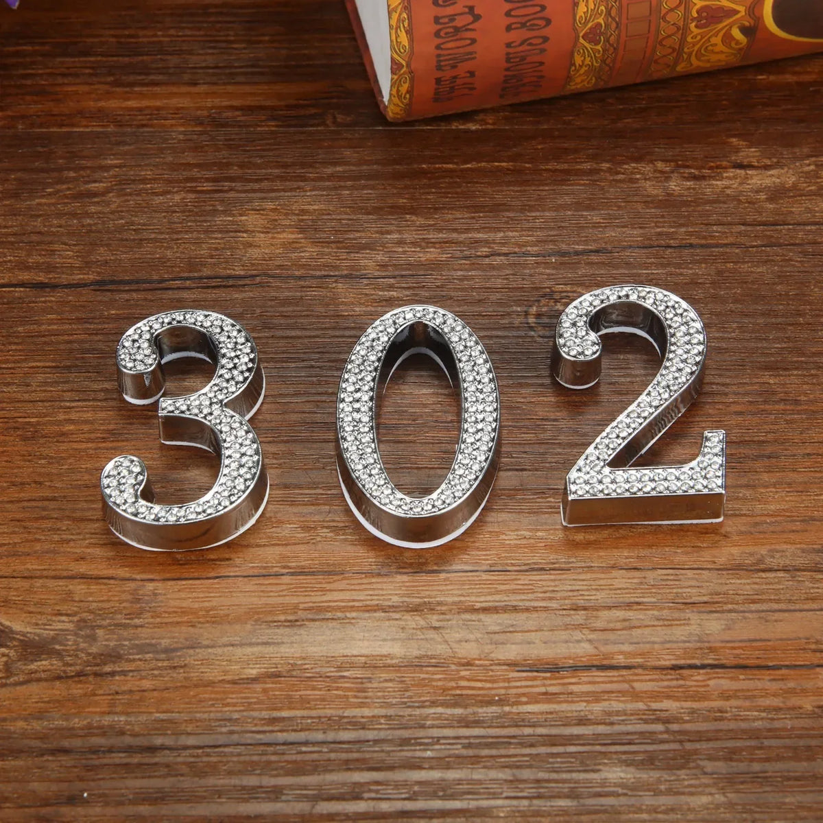 1PCS Metal House Number with Imitation Diamond Self-Adhesive Door Numbers for Apartment Hotel Home Mail Box Label Outddoor #0-9