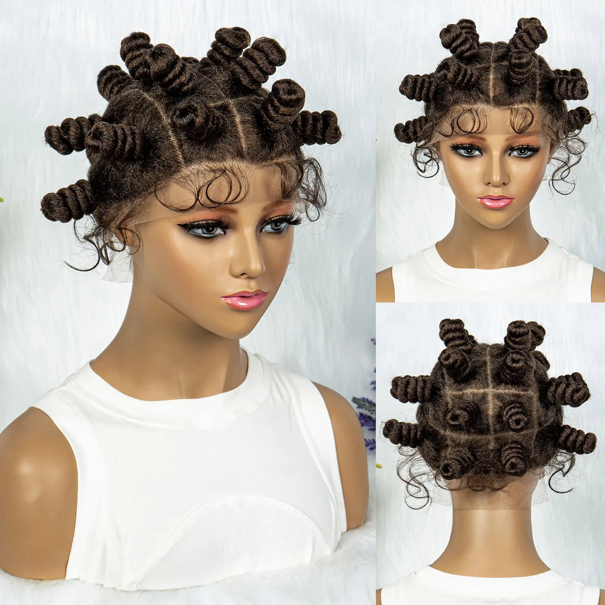 Knotless Braids Wig with Twist Buns | Full Lace African Braiding Hair