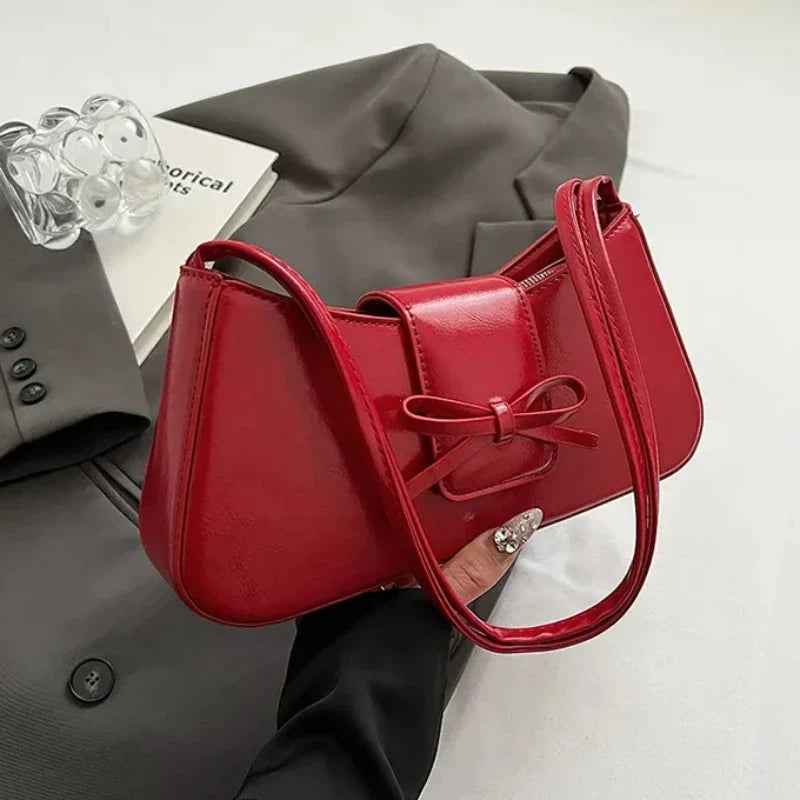 High-Grade Sense Retro Women's Underarm Bag | Spring New PU Leather Lady Commuter Shoulder Bag (Solid Small Handbags for Women)