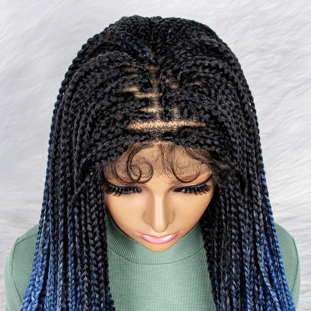 Gradient Water Wave Knotless Box Braids Wig | 9x6 Lace Front | Baby Hair