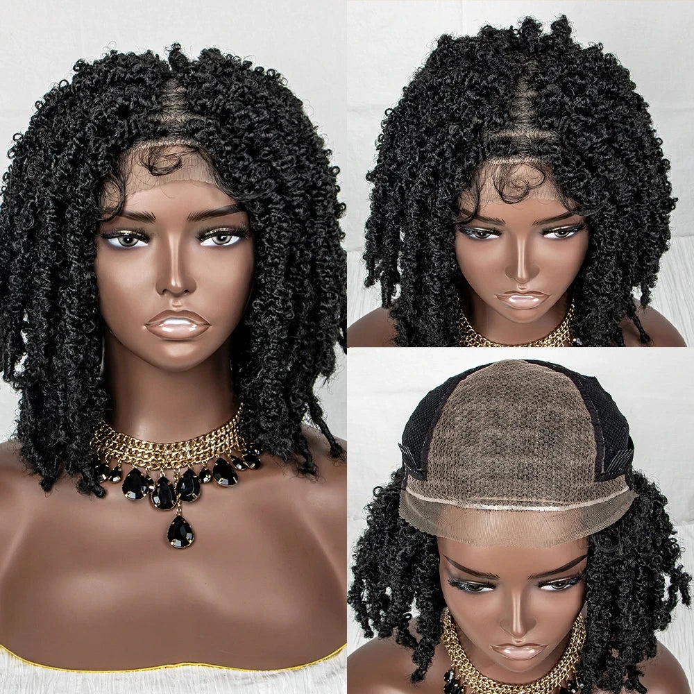 14" Butterfly Locs Crochet Braids Bob Wig | Lace Front
