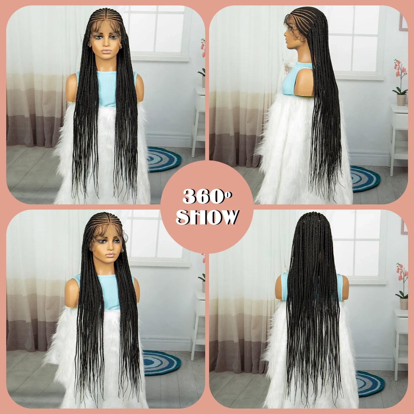 Cornrow Knotless Box Braids Wig | Full Lace Frontal | Baby Hair