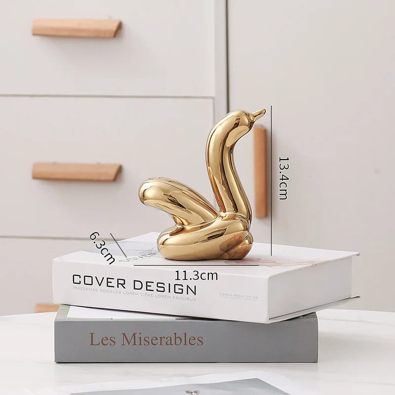 Nordic Ceramic Swan Sculpture Animal Decorative Figurine Home Decor Room Accessory Swans Decorative Item