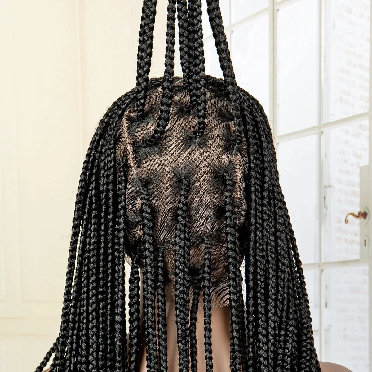 36" 613 Full Lace Knotless Box Braided Wig | Transparent HD Lace | Baby Hair | Synthetic Wig for Black Women