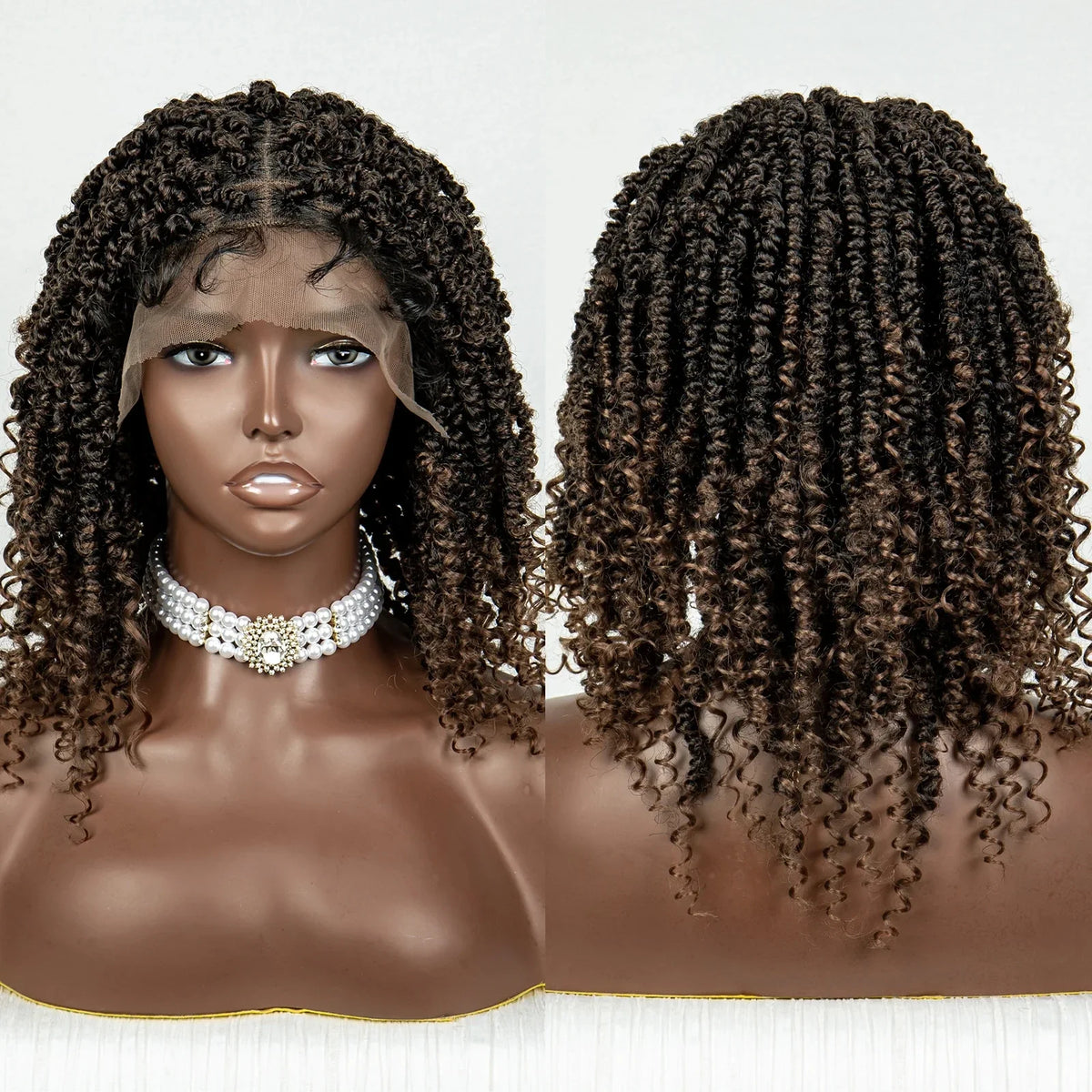Short Curly Crochet Braided Wig with Baby Hair | Knotless Lace Front Wig for Black Women | Synthetic Braids