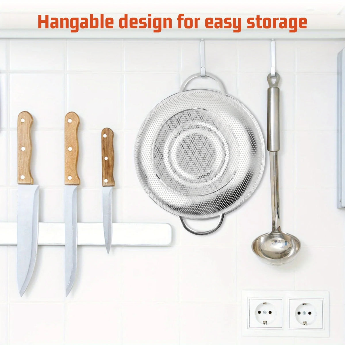 Kitchen Colander Fruit Wash Strainer Stainless Steel Strainer Basket Vegetable Washing Colander