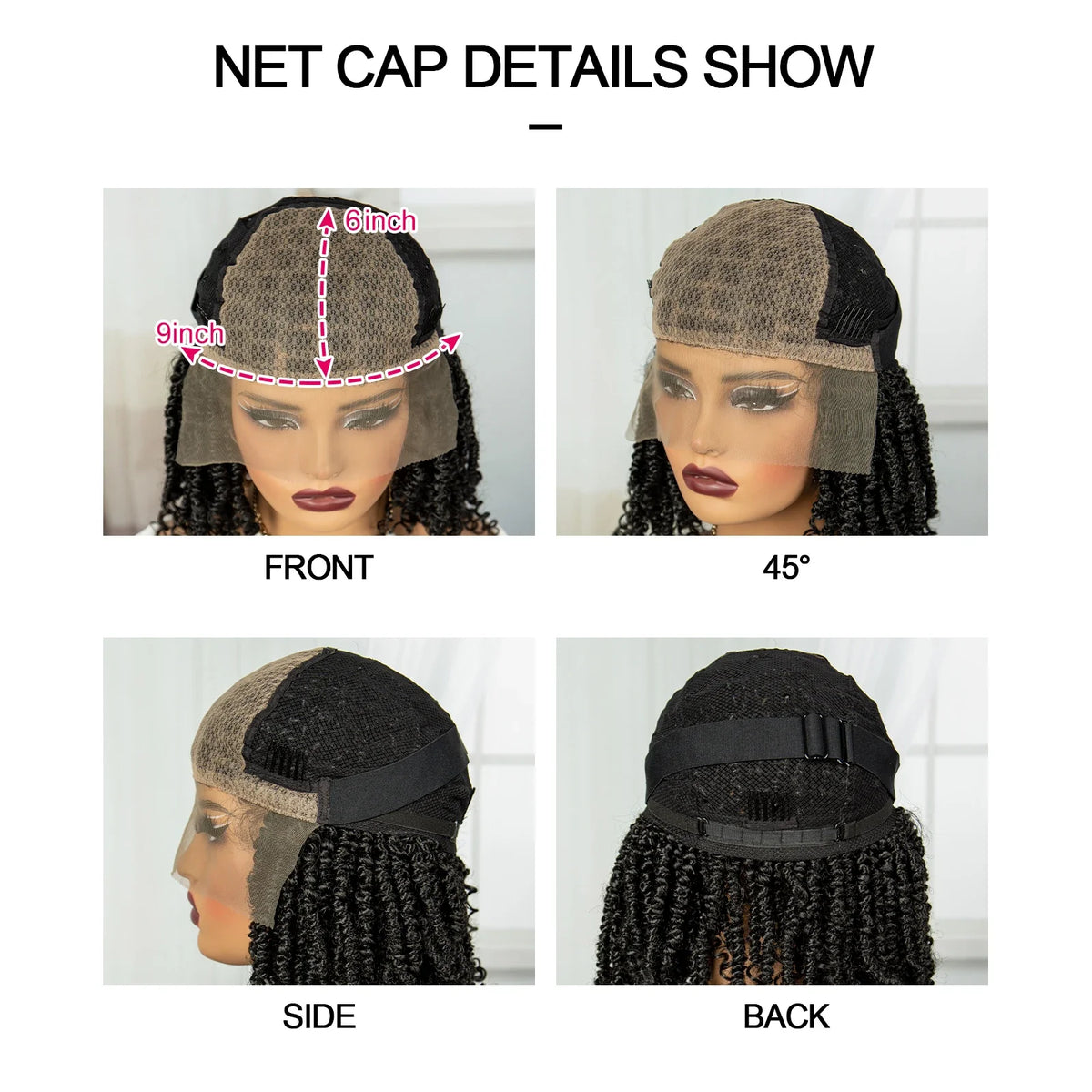 Knotless Box Braided Bob Wig with Curly Ends | Short Twist Braids | Synthetic Lace Front Wig | Handmade for Black Women