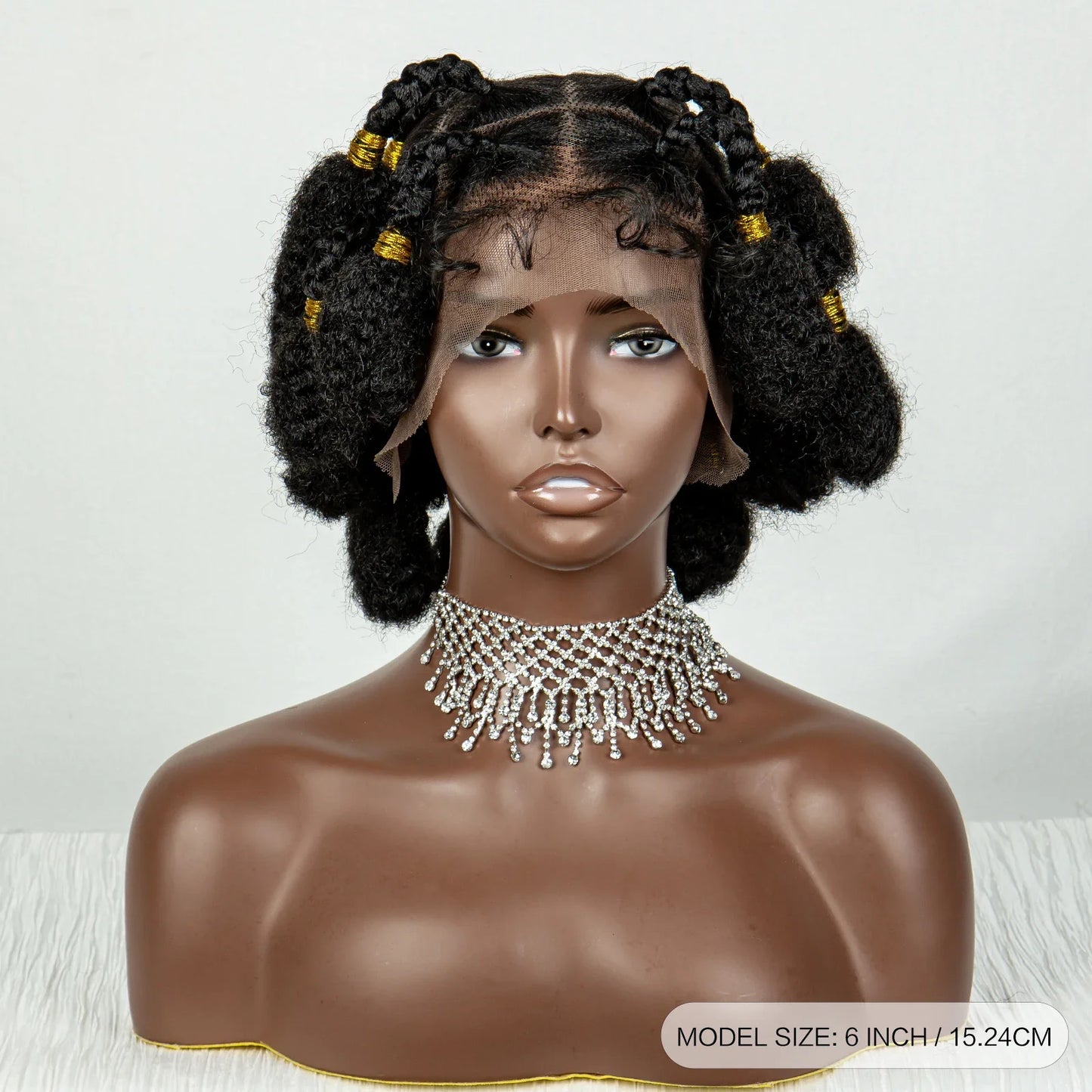 Short Bantu Knotless Braids Wig | Handmade Cornrow Accents | Full Lace