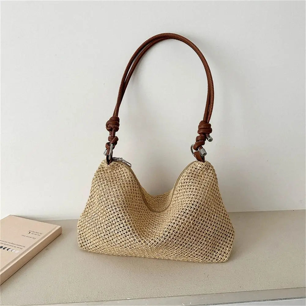 Handmade Braid Straw Bag | Large Capacity Summer Beach Shoulder Bag & Women Girls Fashion Handbag (Rattan Woven Tote for Ladies)