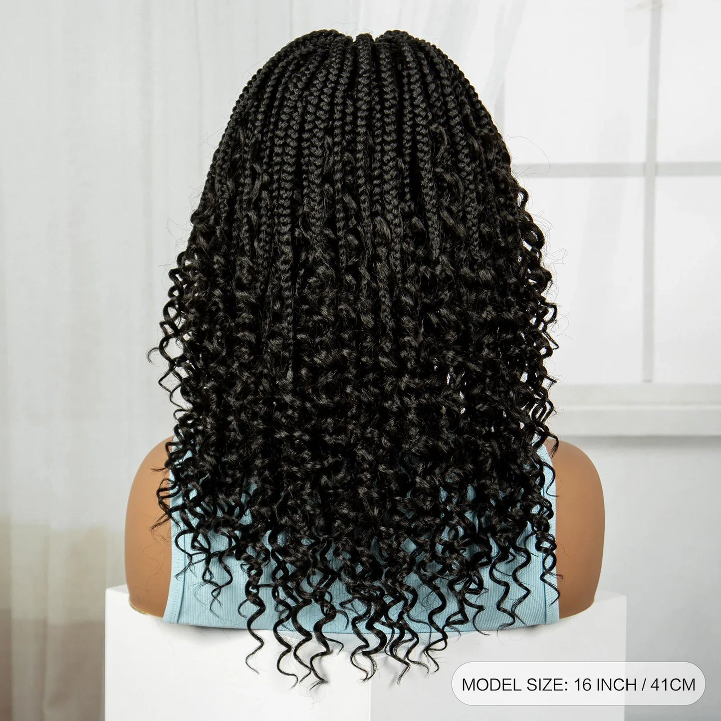Burgundy Curly Ends Knotless Braids Bob Wig | 99J | Full Lace | Boho Style
