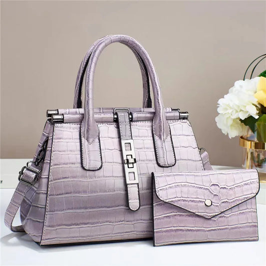 New Bright Leather Women's Bag | Large Capacity Female Shoulder & Crossbody Handbag (High Quality with Wallet, Sequined Panel)