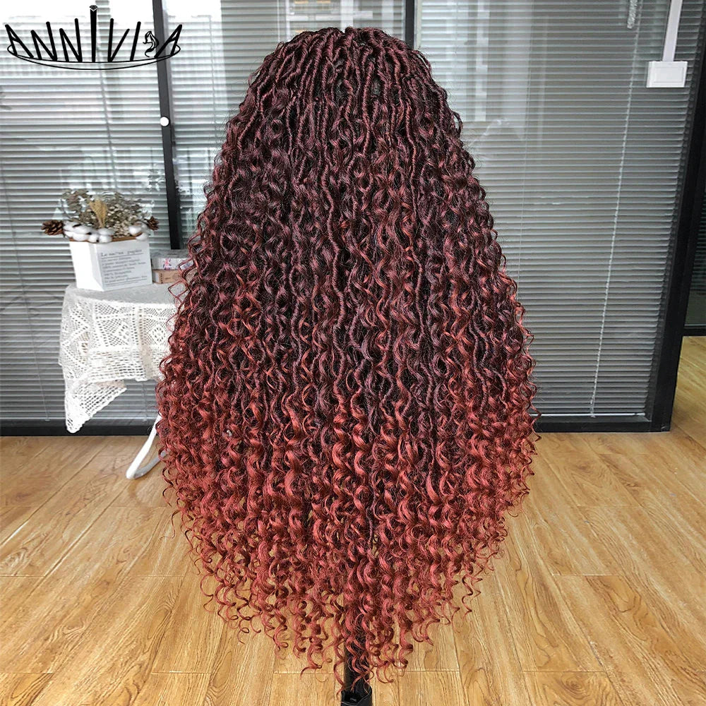 Luxurious Goddess Faux Locs Wig | Full Lace Braid with Baby Hair | Bohemian Twist Crochet Curls | Kanekalon Synthetic Wig for Black Women
