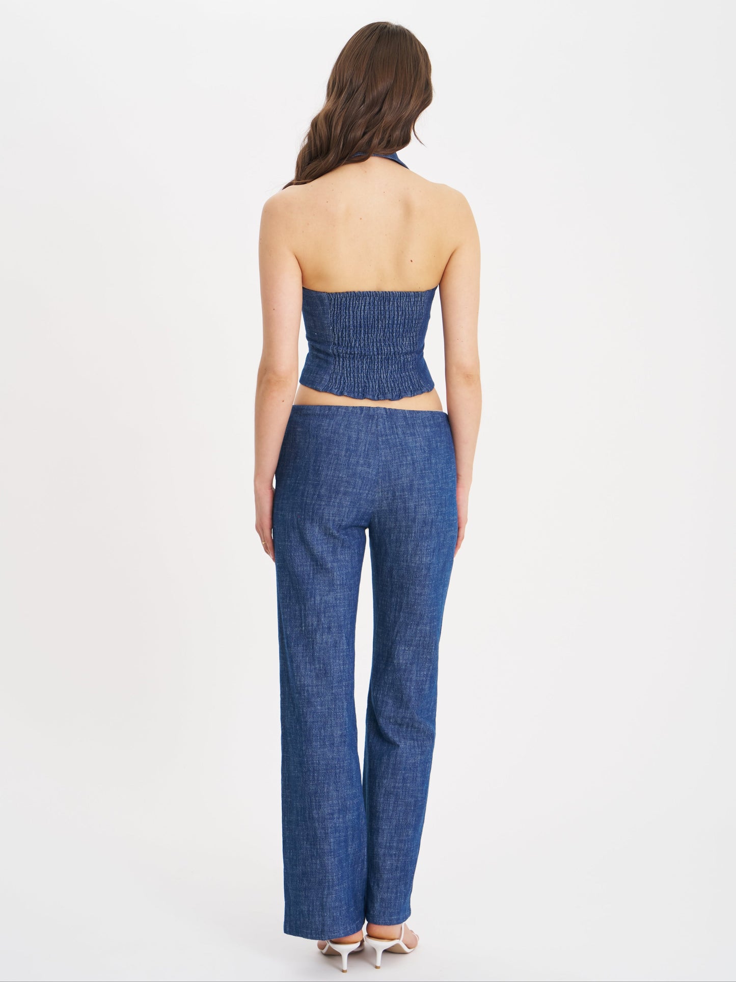 Rafaella Ruched Back Cotton Denim Suit Vest
