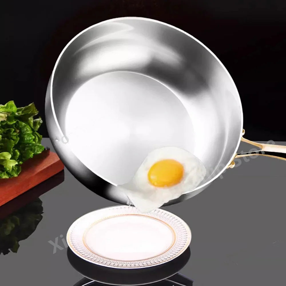 316 Stainless Steel Frying Pan Deepened Uncoated Wok NonStick Skillets Gas Stove Induction Cooker Universal Kitchen Cookware Pan