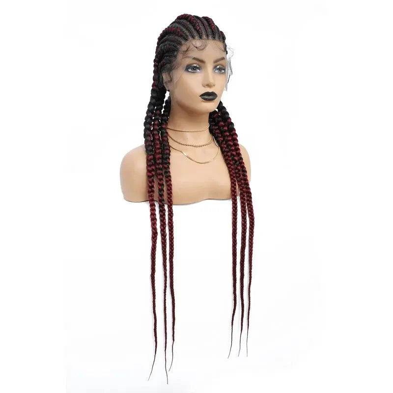 36" Jumbo Dutch Twins Cornrows Wig | Full Lace Front | Synthetic Braids | Black Women