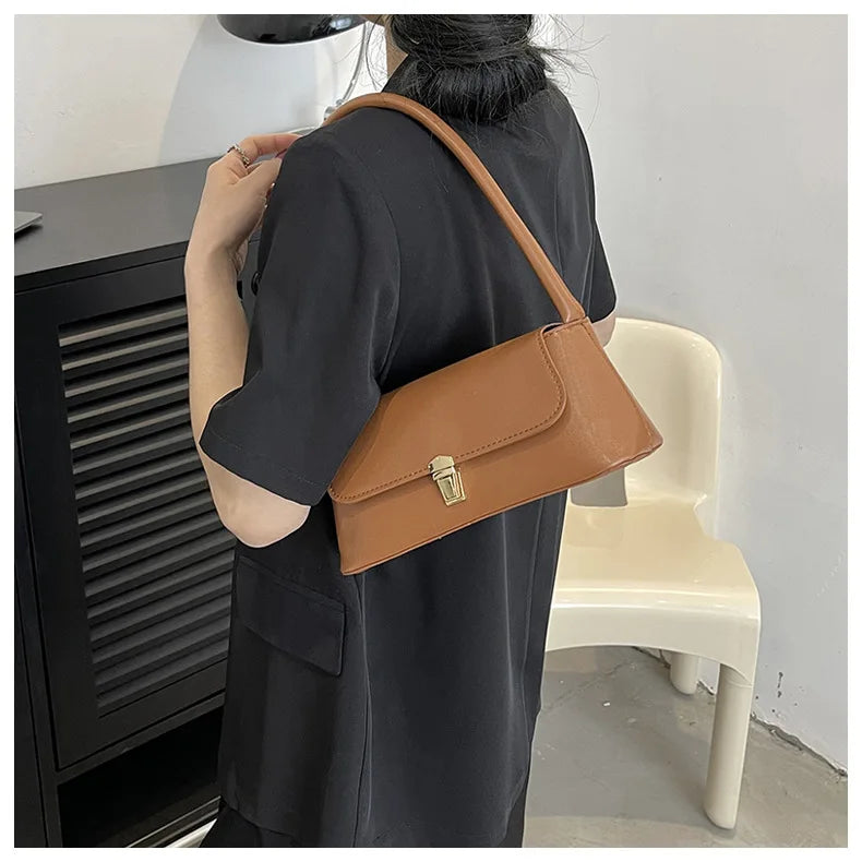 Women's Shoulder Bag Handbag | Retro Underarm Bag & Fashion Simple Solid Color New Hand Shoulder Bag