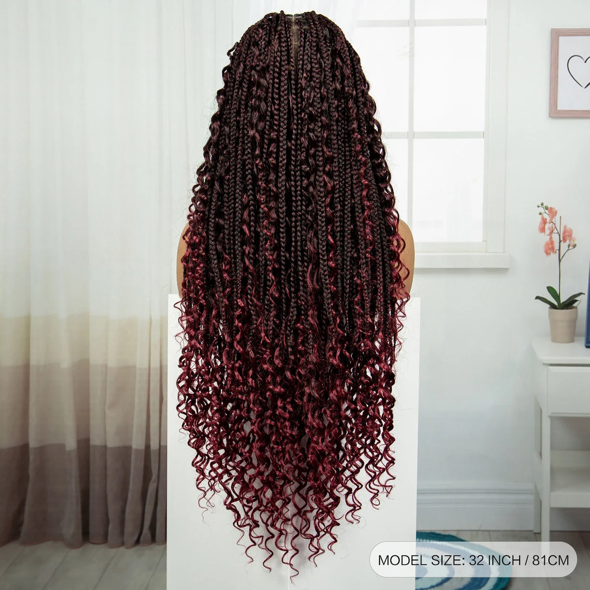 Ombre Knotless Braids Wig | Curly Ends | Full Lace | Baby Hair | Handmade