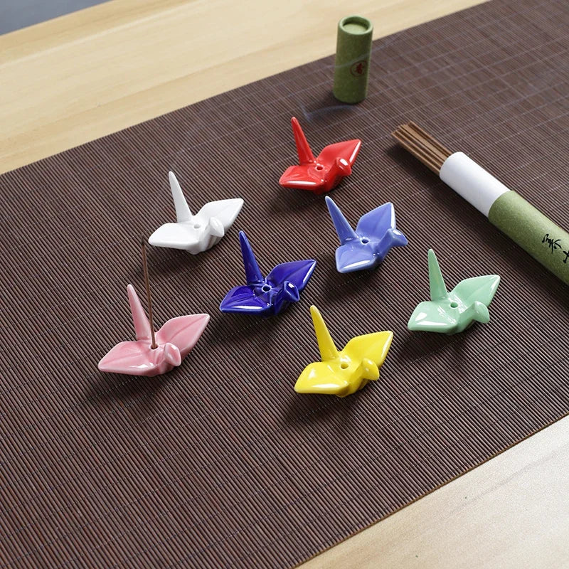 Thousand Paper Crane Shaped Incense Stand Holder Ceramic Incense Burner Stick Rack DIY Home Decoration