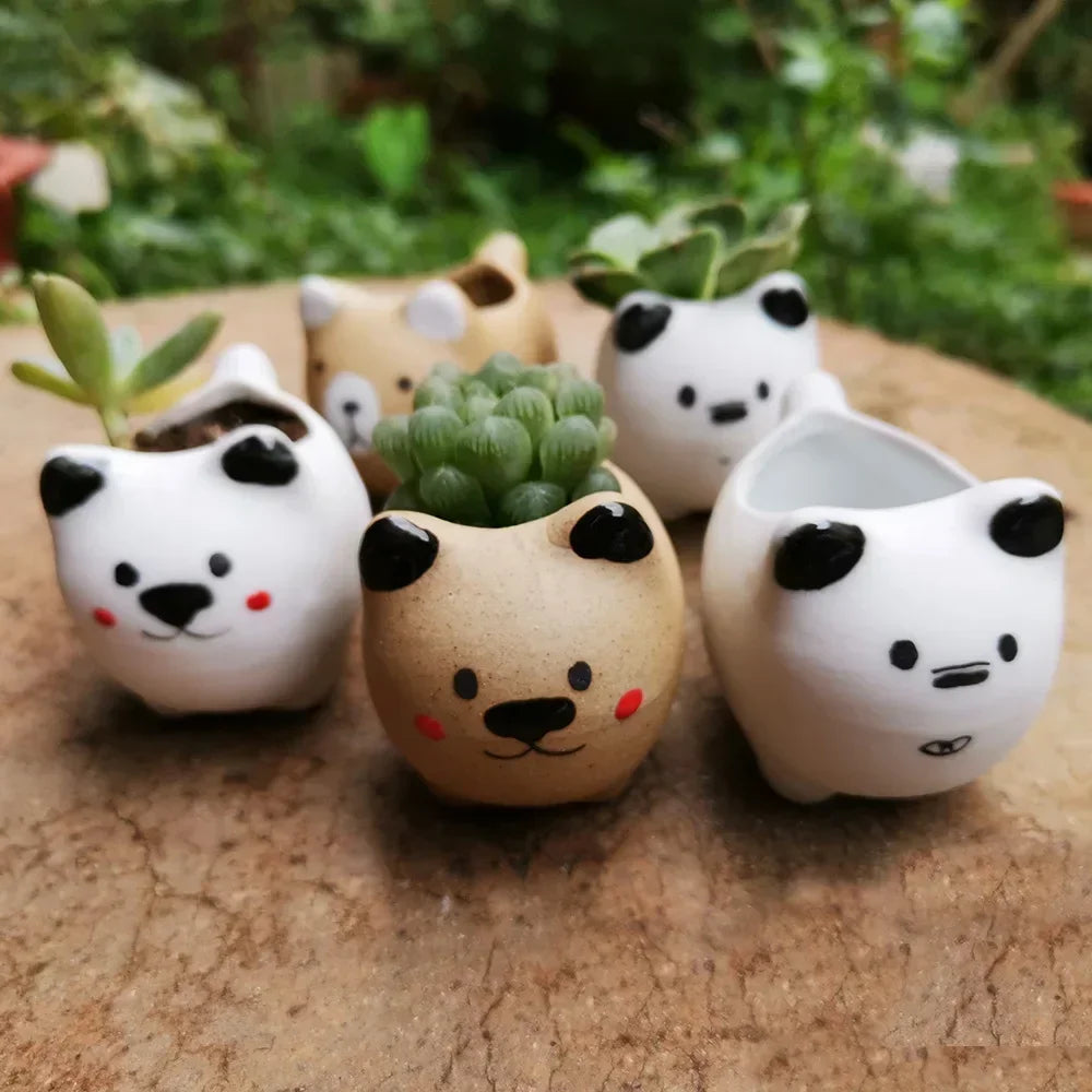 Ceramic Flower Pot Cute Cat Succulent Plant Pots Vase Simulation Cartoon Animal Pots Planters for Indoor Plants Home Decoration