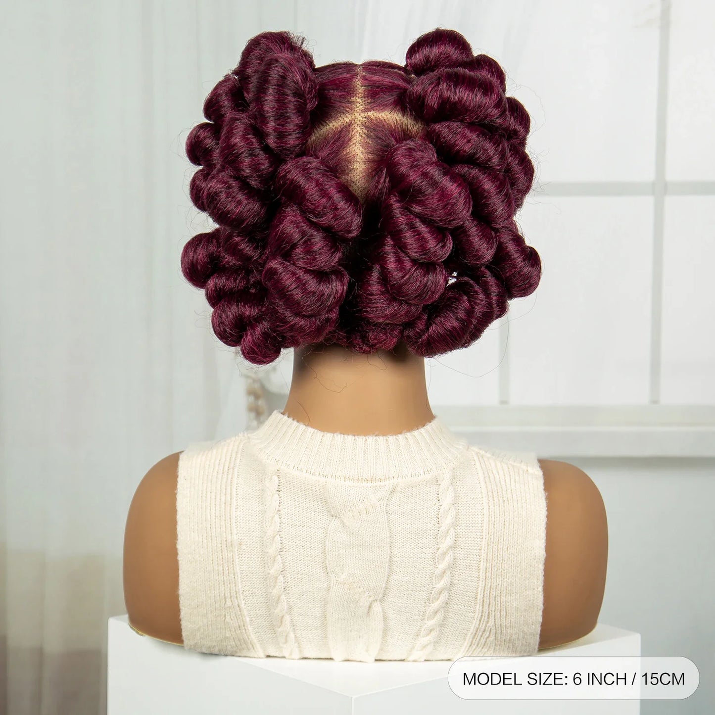 6" Short Bantu Knotless Braids Wig | 1B/30 Ombre | Full Lace