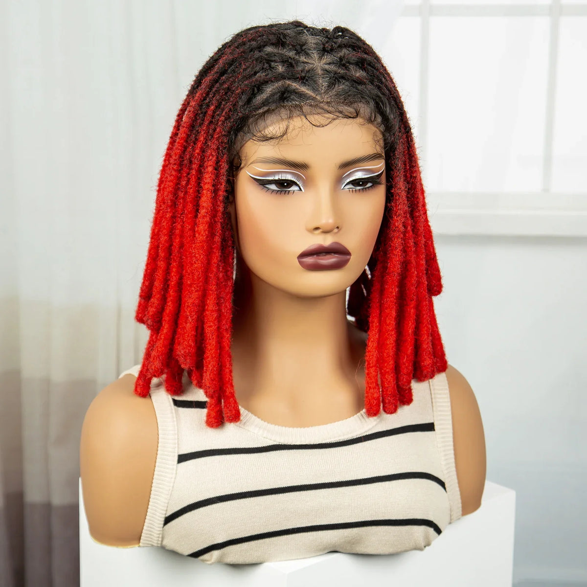 Red Faux Locs & Knotless Braids Wig | Full Lace | Baby Hair | Dreadlock Style