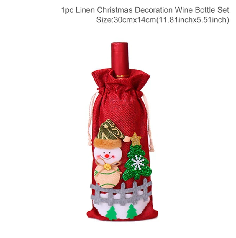 Christmas Wine Bottle Cover Merry Christmas Decorations For Home 2024 Christmas Ornament Xmas Navidad Natal Gifts New Year 2025