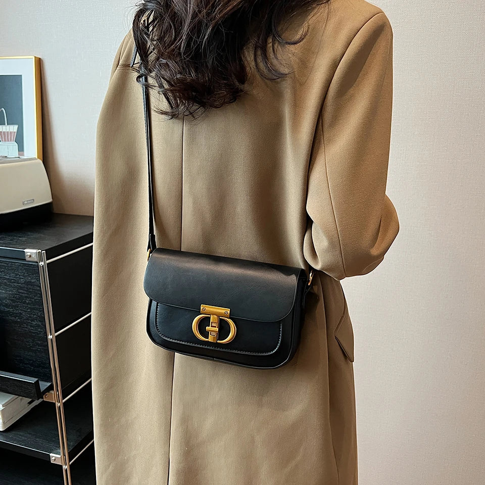 Retro Small PU Leather Bag Women's | Original Fashion Lock Crossbody Shoulder Sac & Senior Handbag Underarm Bag (Designer)
