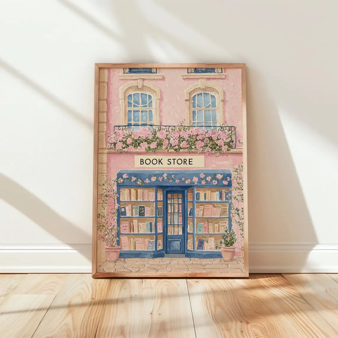 Bookstore Art Print, Cozy Bookshop Illustration, Library Wall Decor, Gift for Book Lover, Reading Nook Poster, Home Office Liter