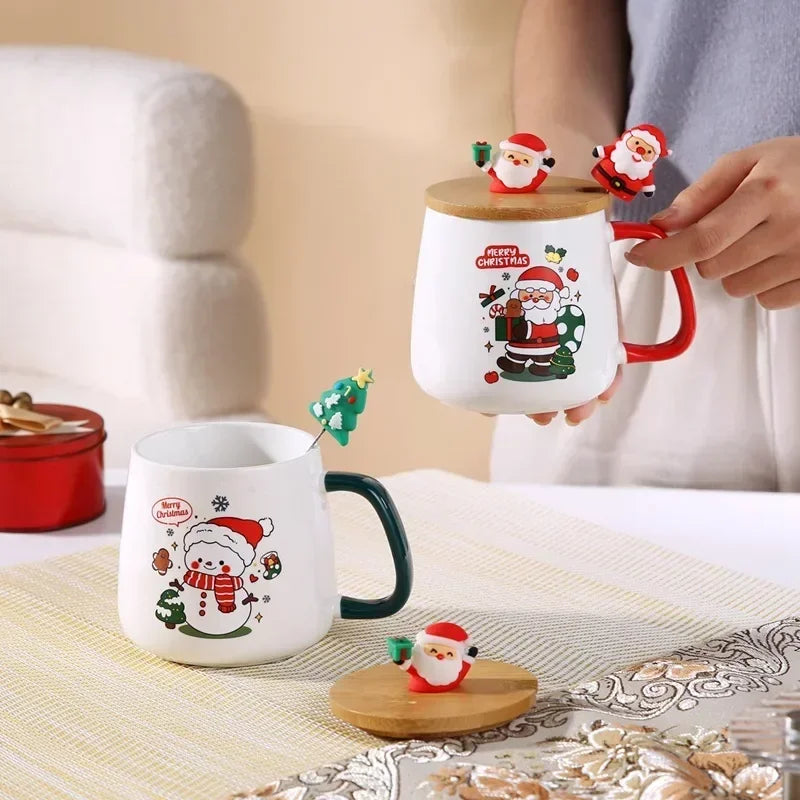 Mug Gift Box Ceramic Mug Christmas Gift Ceramic Mug with Lid with Spoon Set Cup Coffee Cup Christmas Dropshipping