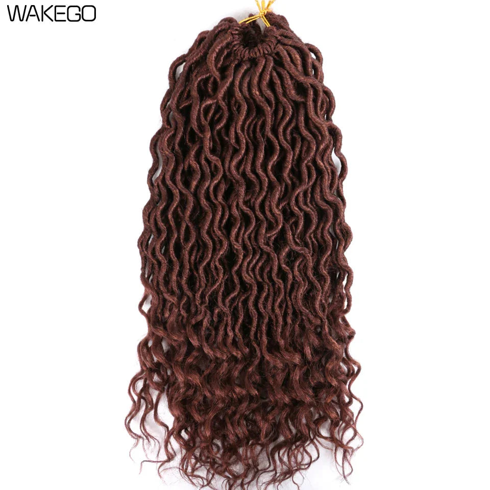 Goddess Faux Locs Crochet Hair | 18" Soft Curly Braids | Ombre Dreadlocks Extensions | 24 Strands/Pack