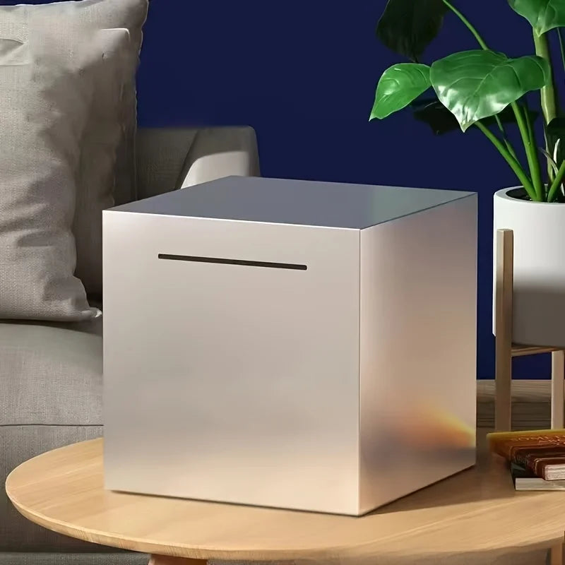 Stainless Steel Piggy Bank, a Student Internet Celebrity Savings Box That Only Allows Deposits, a Durable Metal Money Box.