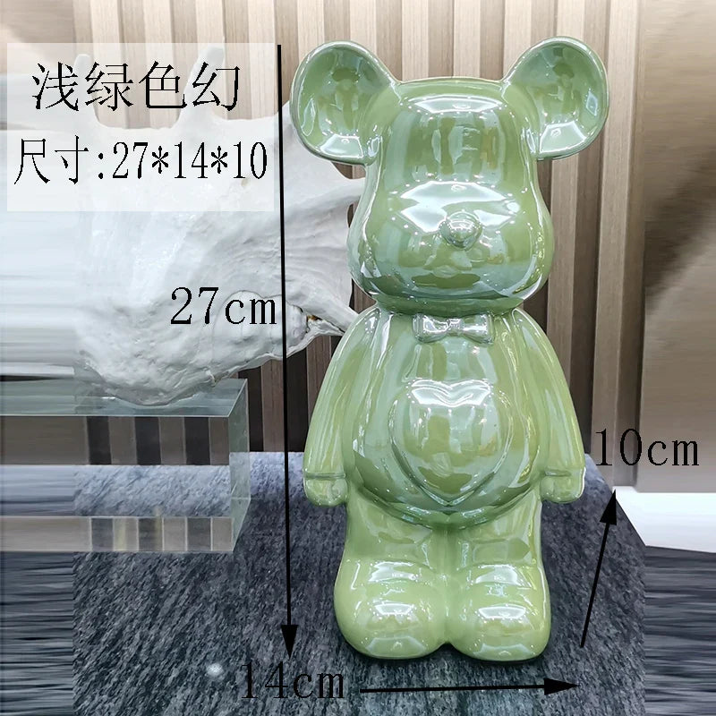 27/cm Ceramic Cartoon Teddy Bear Figurine Love Bear Ornament Living Room Small Piggy Bank Wine Cabinet Desktop Home Decoration