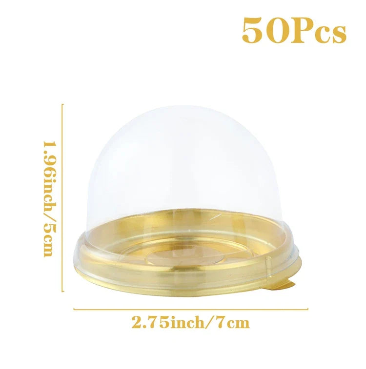 50pcs Transparent Cake Box Container Transparent Cupcake Dome Pastry Baking Packaging Boxes Wedding Party Supplies Gifts Decor