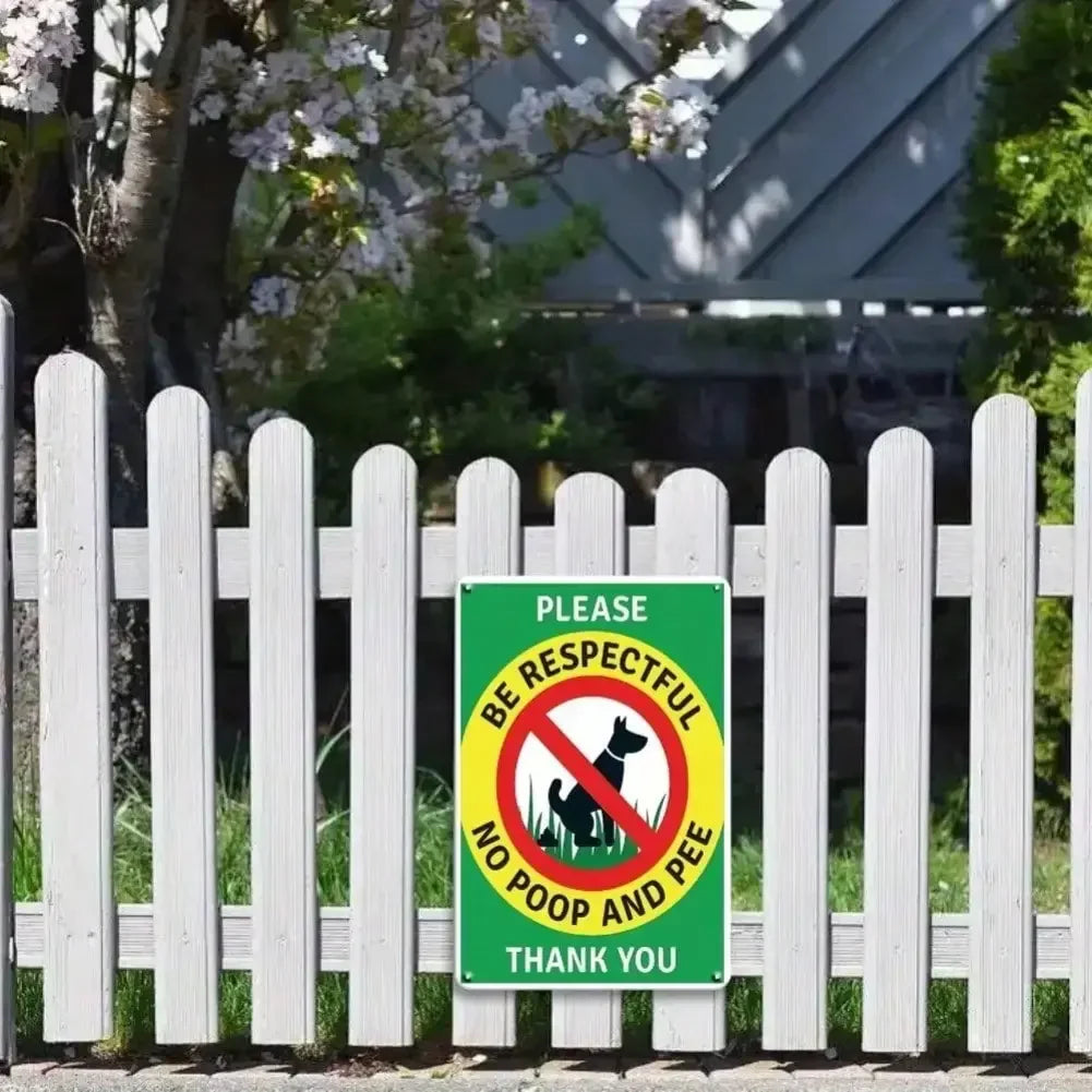 No Poop and Pee Warning Sign Outdoor Dog Metal Sign for Yard Fence Garden Wall Decor