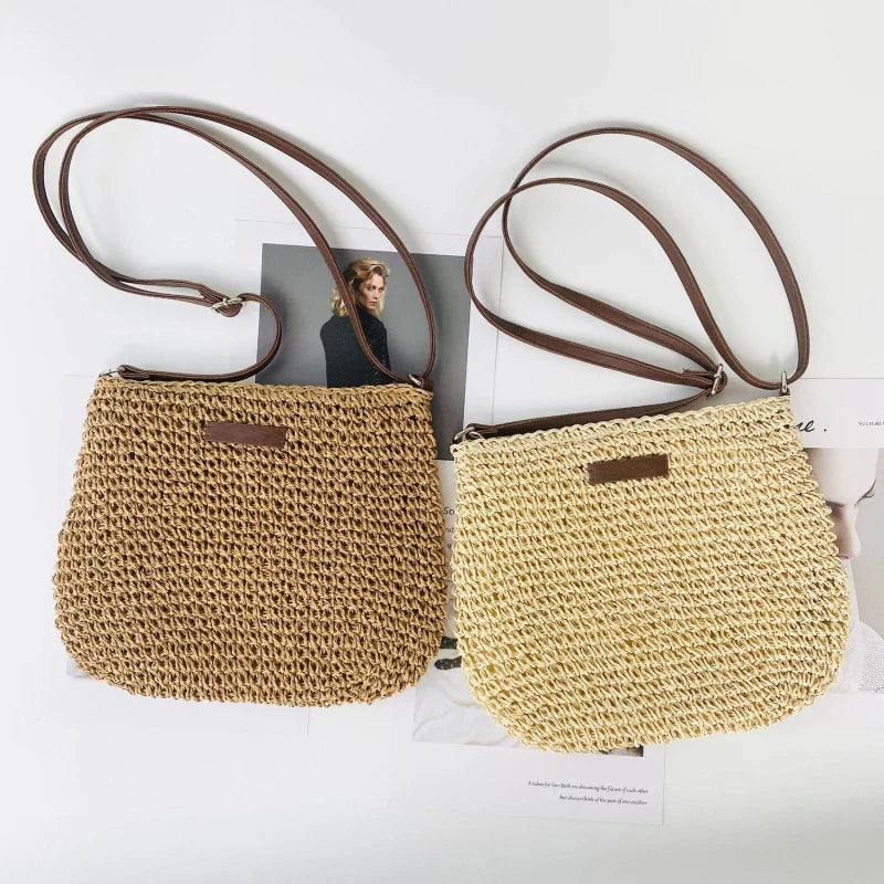 Woven Summer Fashion Straw Bag | High Quality Beach Holiday Crossbody Bag (Large Capacity Shopping Shoulder Handbag for Women)
