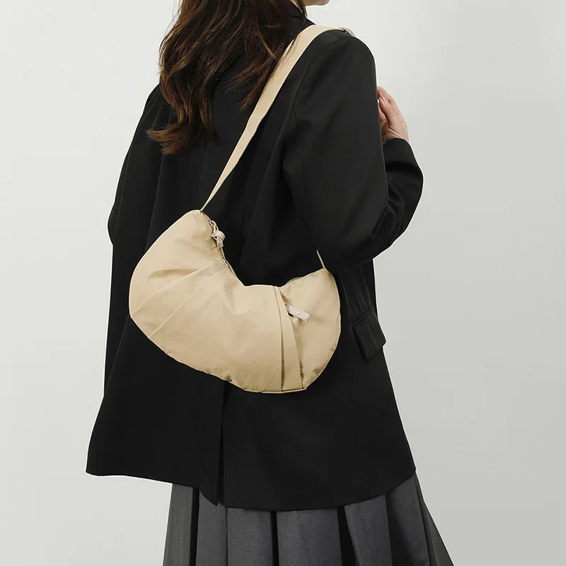 New Large-Capacity Crescent Bag for Women | Trendy Casual Nylon Shoulder & Crossbody Bag (Simple Croissant Style, Commuting)