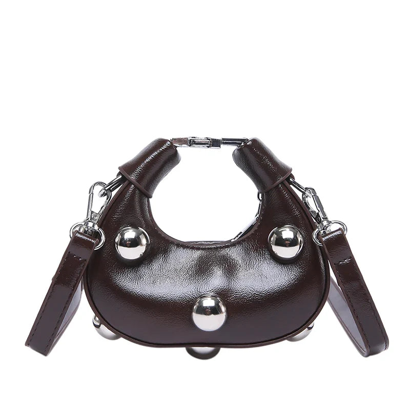 Retro Versatile Ladies Mini Handbag | Women's Big Rivet Personality Luxury Designer Crossbody Bags & Streetwear Shoulder Bag