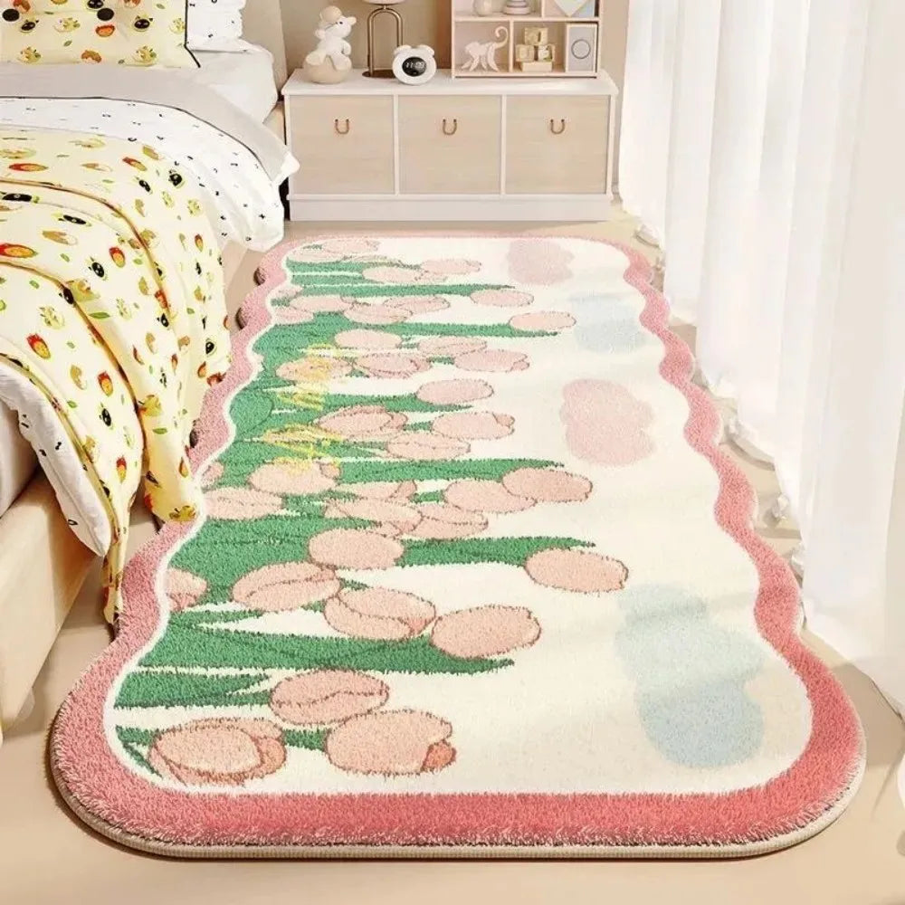 VIKAMA Faux Cashmere Rug, Thickened Absorbent Stain-Resistant Non-Slip Mat for Bedside and Home Use