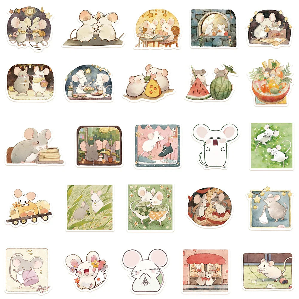 10/30/50pcs Cute Cartoon Mouse Aesthetic Graffiti Stickers Skateboard Laptop Phone Notebook Suitcase Decals Sticker Kids Toys