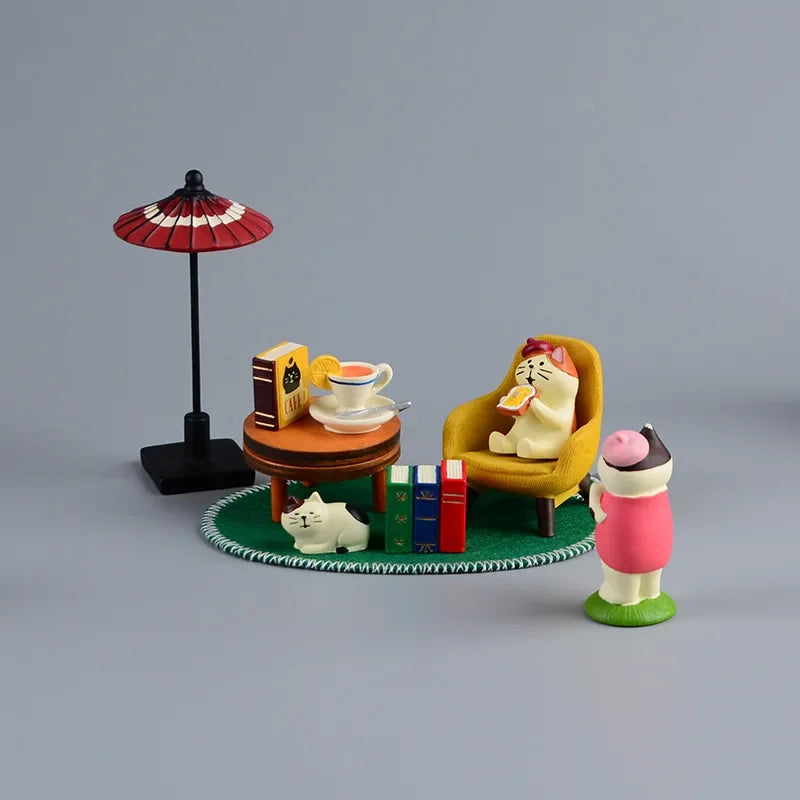 Cute Cat Bread Toast Model Toys Miniature Photography Props Figurines Gift Desktop Ornaments Figurine Decoration Crafts