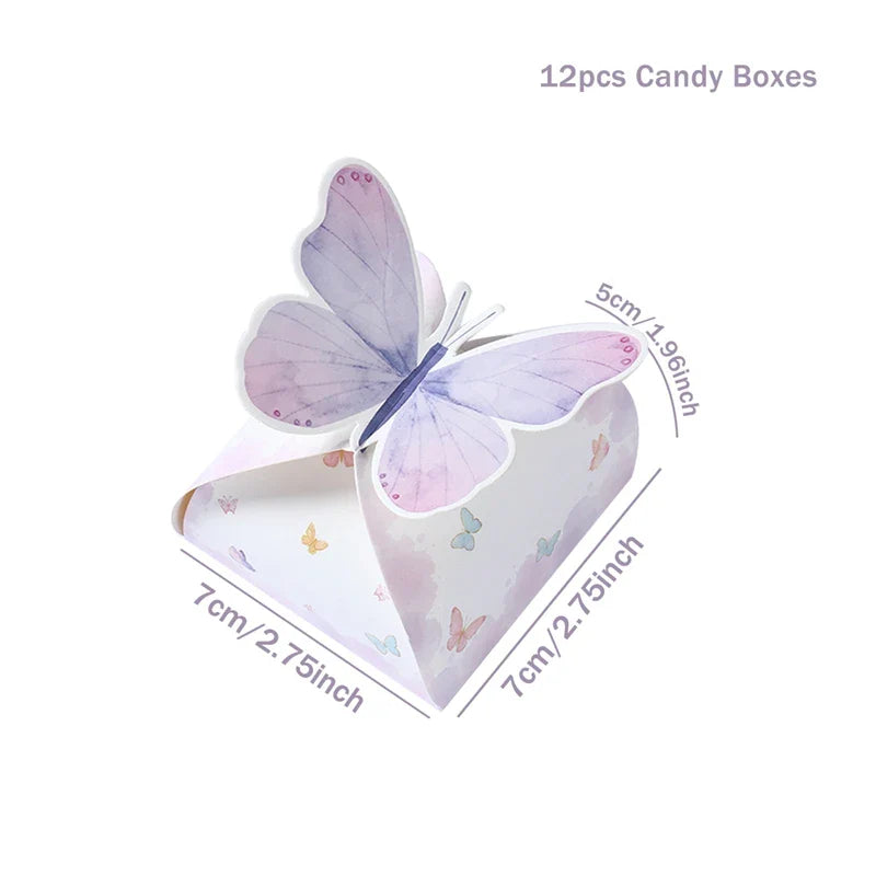 Butterfly Candy Gift Box Pink Purple Butterfly Birthday Party Decorations Kids Wedding Supplies Baby Shower Cookie Biscuit Box