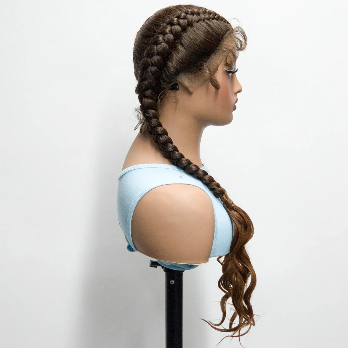 34" Twist Braids Wig | Curly Ends | Lace Front | Baby Hair | Natural Color
