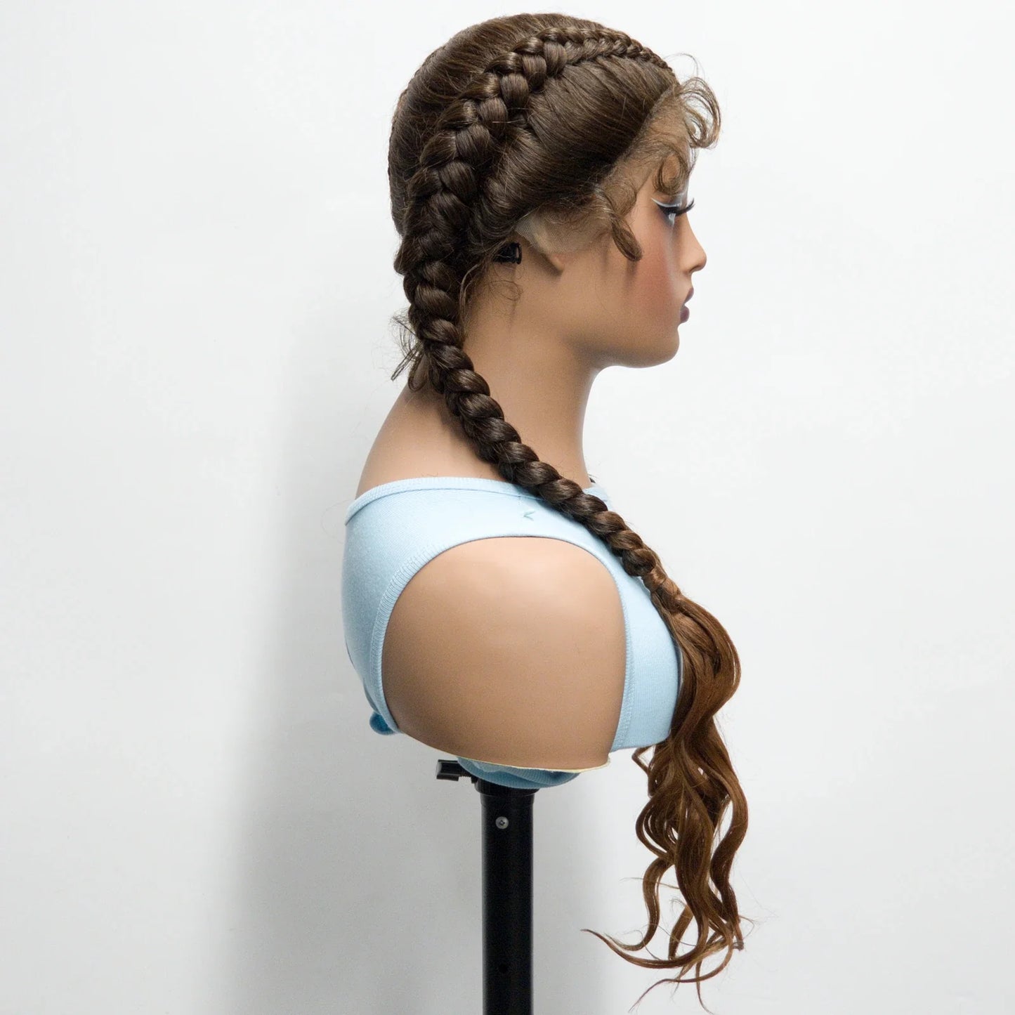 34" Ombre Twist Braided Lace Wig | Curly Ends | Baby Hair | Synthetic Braids | Black Women