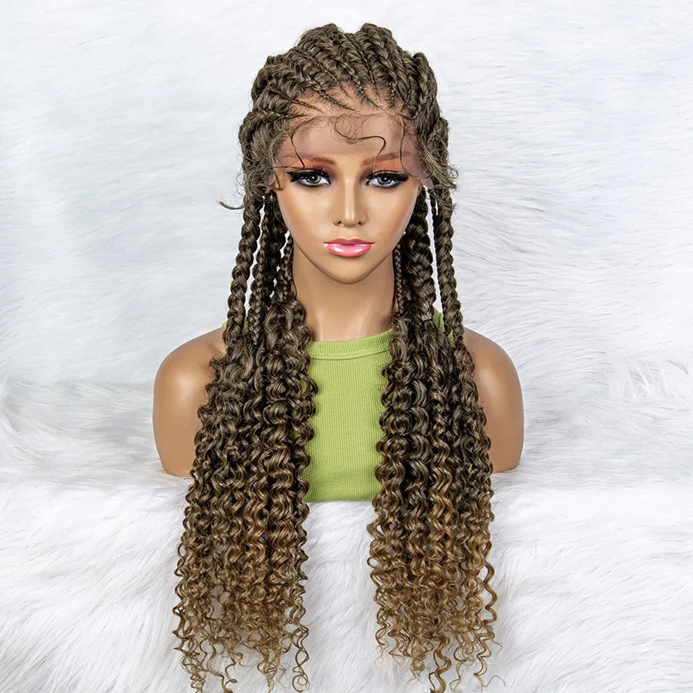 Water Wave Braided Lace Front Wig with Baby Hair | Soft Synthetic African Braids