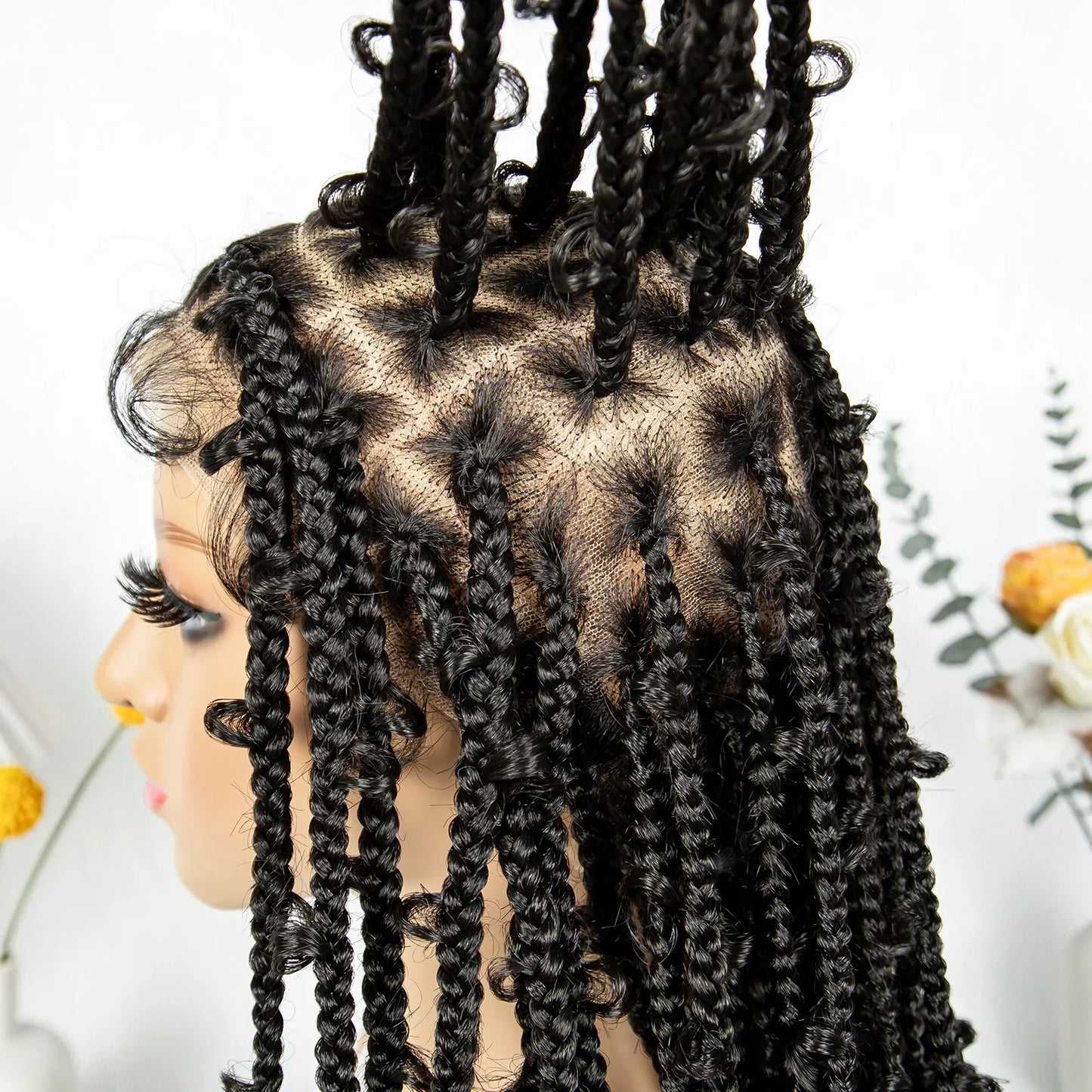 Kima Butterfly Crochet Box Braided Wigs Synthetic Cornrow Full Lace Wig Dreadlocks Wig Crochet For Black Women